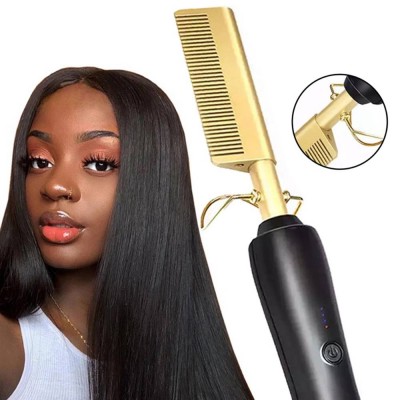 Copper Alloys ABS Heating Adjustable Electric Brush Straightening Curling Hair Hot Comb