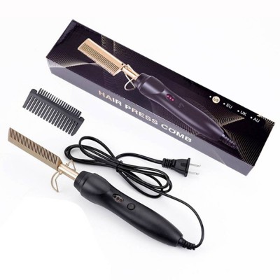 For Home Travel Use Heat Straightening Comb Copper Curling Curlers Portable Anti-Scald Beard Hair Straightener Comb